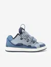 Lanvin Kids Denim And Leather Curb Trainers Eu 32 Uk 13 Blue By Childsplay Clothing In Blue