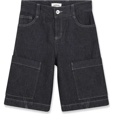 Lanvin Kids Denim Bermuda Shorts In Black