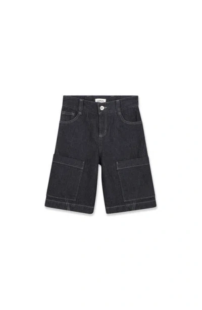 Lanvin Kids Denim Bermuda Shorts In Black