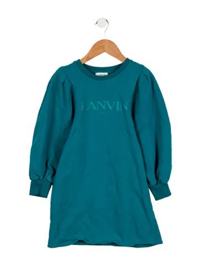Pre-owned Lanvin Kids Girls' Graphic Print Sweatshirt Dress In Blue