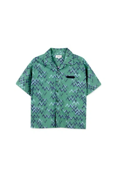 Lanvin Kids Oversized Printed Cotton Shirt In Green