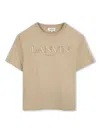 Lanvin Boy's Logo-embroidered T-shirt In Beige