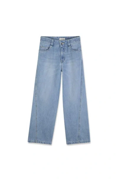 Lanvin Kids Twisted Stitch Denim Pants In Blue