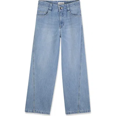 Lanvin Kids Twisted Stitch Denim Pants In Blue