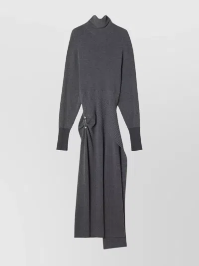 Lanvin Knee Length Dress With Turtleneck And Side Slit In Multi