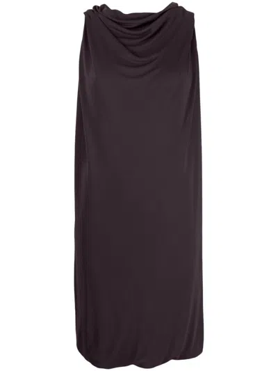 Lanvin Knee Scarf Dress Twisted Back Clothing In Brown