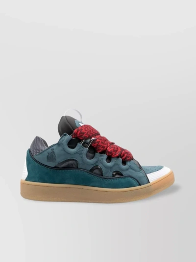 Lanvin Knit Cut-out Low-top Sneakers In Blue