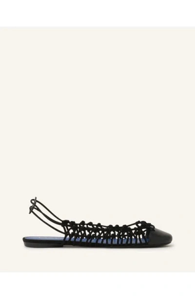 Lanvin Knitline Slingback Ballerina In Leather In Black