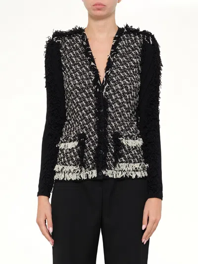 Lanvin Fringe-trimmed Buttoned Jacket In Black