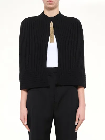 Lanvin Ribbed-knit Tassel-detail Jumper In Black