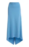 Lanvin Knitted Silk-blend Midi Skirt In Blue