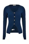 Lanvin Petrol Blue In Stretch Wool Blend Cardigan In 271
