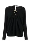 Lanvin Draped Long-sleeved Blouse In Black