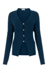Lanvin Petrol Blue In Stretch Wool Blend Cardigan In Sapphire