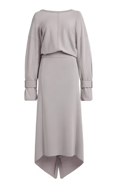 Lanvin Knotted-back Silk-blend Midi Dress In Brown