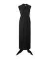 Lanvin Draped Crepe De Chine Maxi Dress In Black