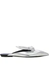 Lanvin Midnight Step Bow Mule In Metallic Leather In Brown