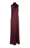 Lanvin Knotted Satin Jumpsuit In Burgundy