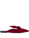 Lanvin Knotted Velvet-texture Mules In Red