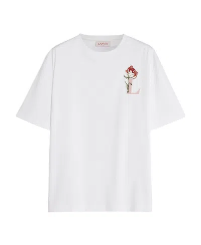 Lanvin L Flower Patch T-shirt In White