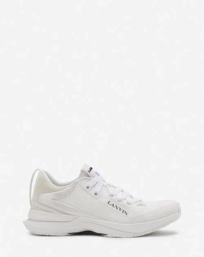 Lanvin Womens  Brand-print Woven Low-top Trainers In White