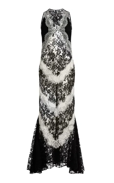 Lanvin Lace Cut-out Cotton-blend Maxi Dress In Black