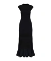 Lanvin Paneled Knitted Midi Dress In Black