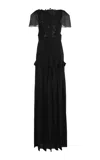 Lanvin Lace-detailed Silk Gown In Black