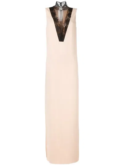 Lanvin Lace Effect Maxi Dress In Pink