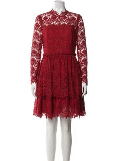 Pre-owned Lanvin Lace Mini Dress In Red