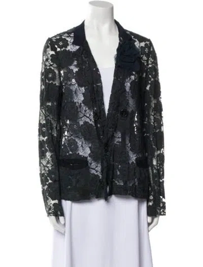 Pre-owned Lanvin Lace Pattern Evening Jacket In Blue