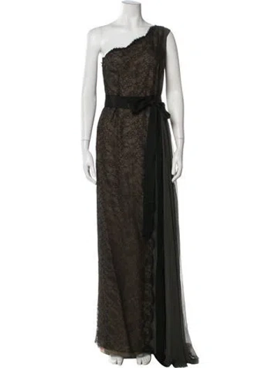 Pre-owned Lanvin Lace Pattern Long Dress In Green