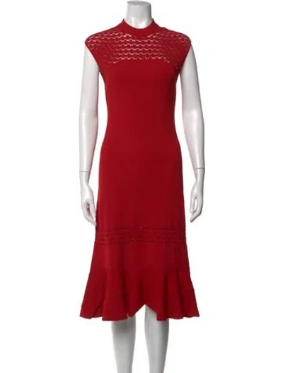 Pre-owned Lanvin Lace Pattern Midi Length Dress In Red
