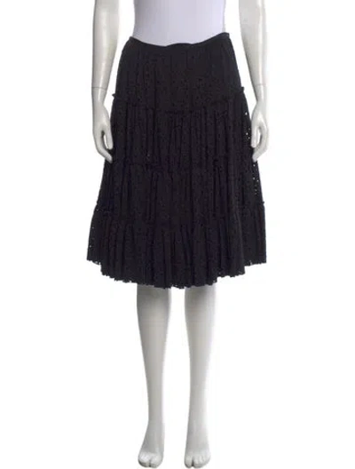 Pre-owned Lanvin Lace Pattern Midi Length Skirt In Black