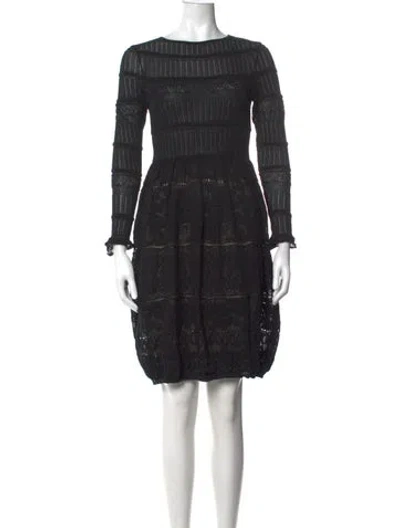 Pre-owned Lanvin Lace Pattern Mini Dress In Black