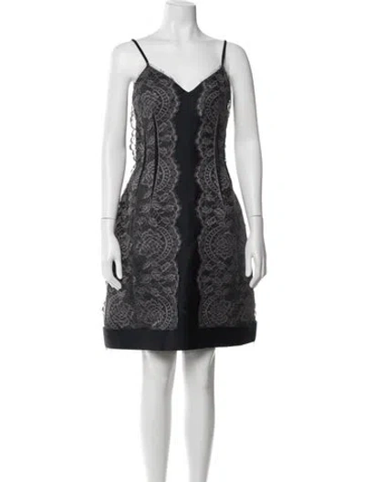 Pre-owned Lanvin Lace Pattern Mini Dress In Black