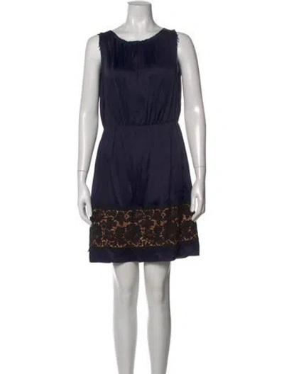 Pre-owned Lanvin Lace Pattern Mini Dress In Blue