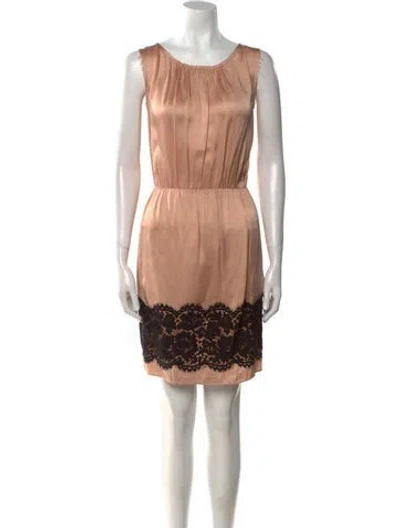 Pre-owned Lanvin Lace Pattern Mini Dress In Brown