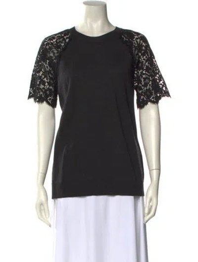 Pre-owned Lanvin Lace Pattern Scoop Neck Sweater In Gray