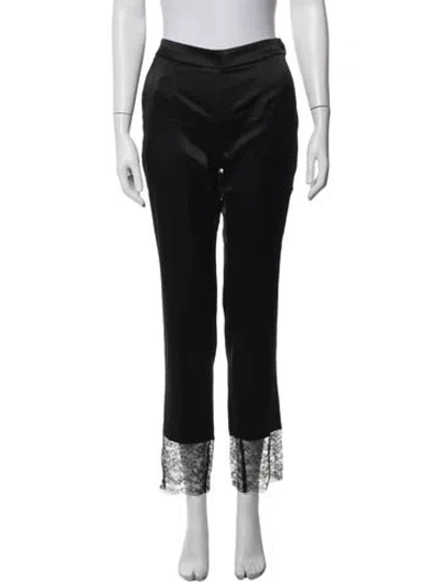 Pre-owned Lanvin Lace Pattern Straight Leg Pants In Black