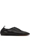 Lanvin Lace-up Leather Slippers In Black