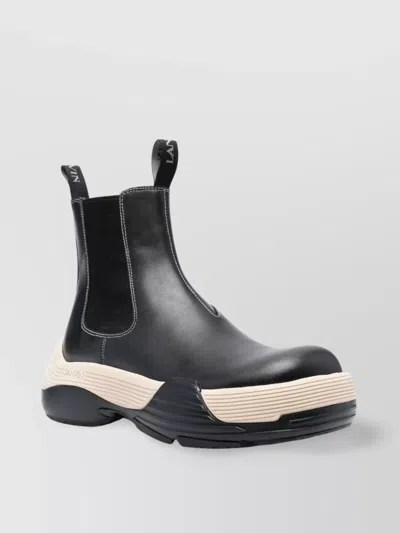 Lanvin Lace Up Bold Ankle Boots In Black