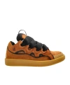 Lanvin Suede Sneakers With Rubber Sole And Pull Tab In Brown