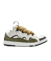 Lanvin Curb Sneakers In Grey Suede And Leather In White