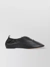 Lanvin Pointed-toe Leather Flats With Gathered Elastic Collar