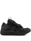 Lanvin Lace-up Textured Sneakers In Black