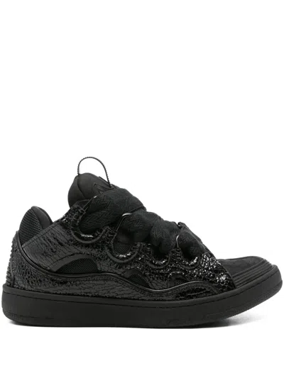 LANVIN LACE-UP TEXTURED SNEAKERS