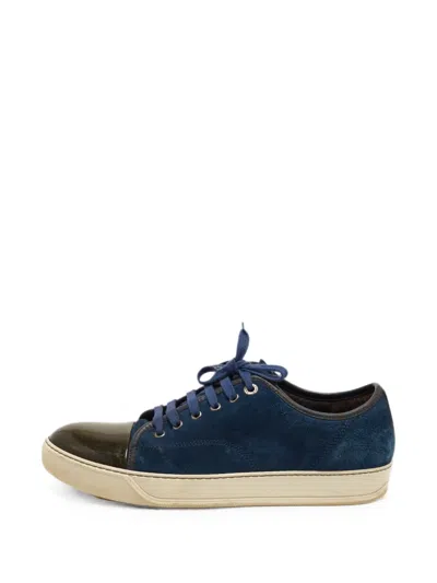 Pre-owned Lanvin Lace-up Suede Sneakers In Blue