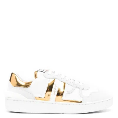 Lanvin Ladies Clay Low Top Leather Sneaker In White