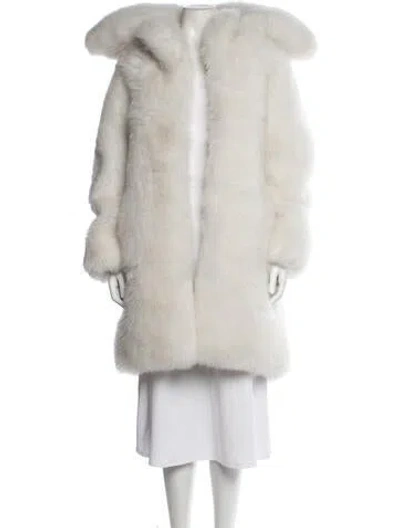 Pre-owned Lanvin Lamb Fur Fur Coat In White
